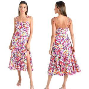 Showpo Dress Women 8 Pink Packed Floral Print Monaco‎ Midi Boho Cottagecore